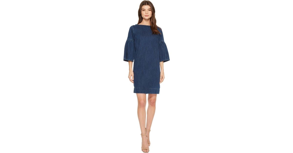 Lauren by Ralph Lauren Denim Bellsleeve Shift Dress in Blue Lyst