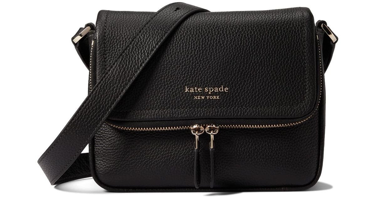 Kate Spade Run Around Pebbled Leather Large Flap Crossbody in Black Lyst