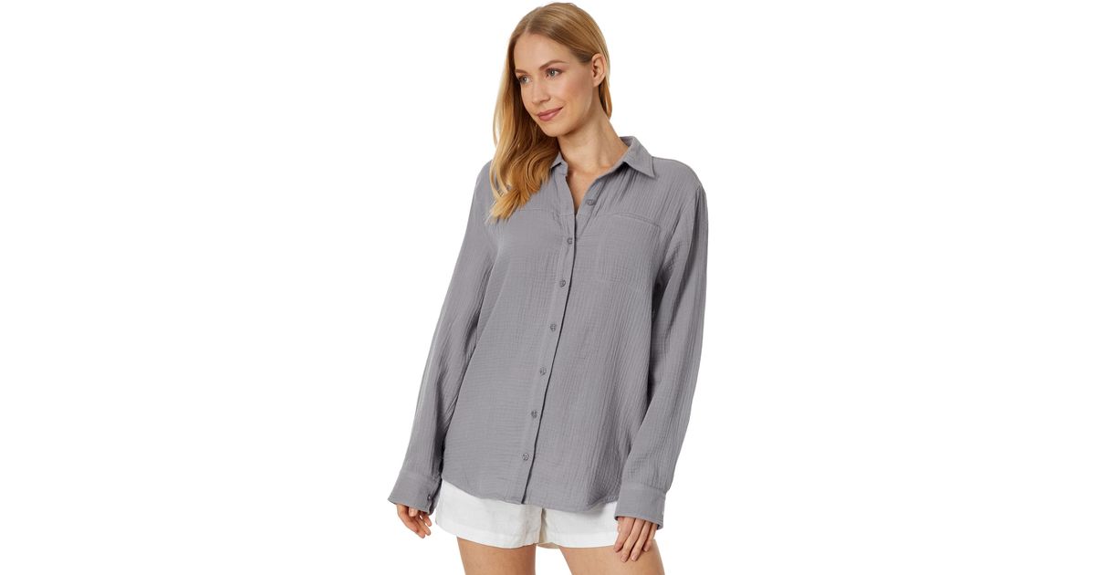 Splendid Kit Gauze Shirt in Gray Lyst