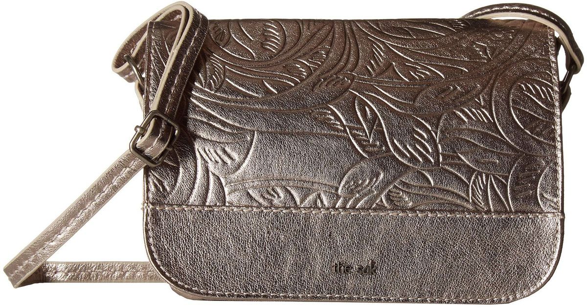 The Sak Multicolor Calle Leather Mini Crossbody Pyrite Leaf Cross Body Handbags