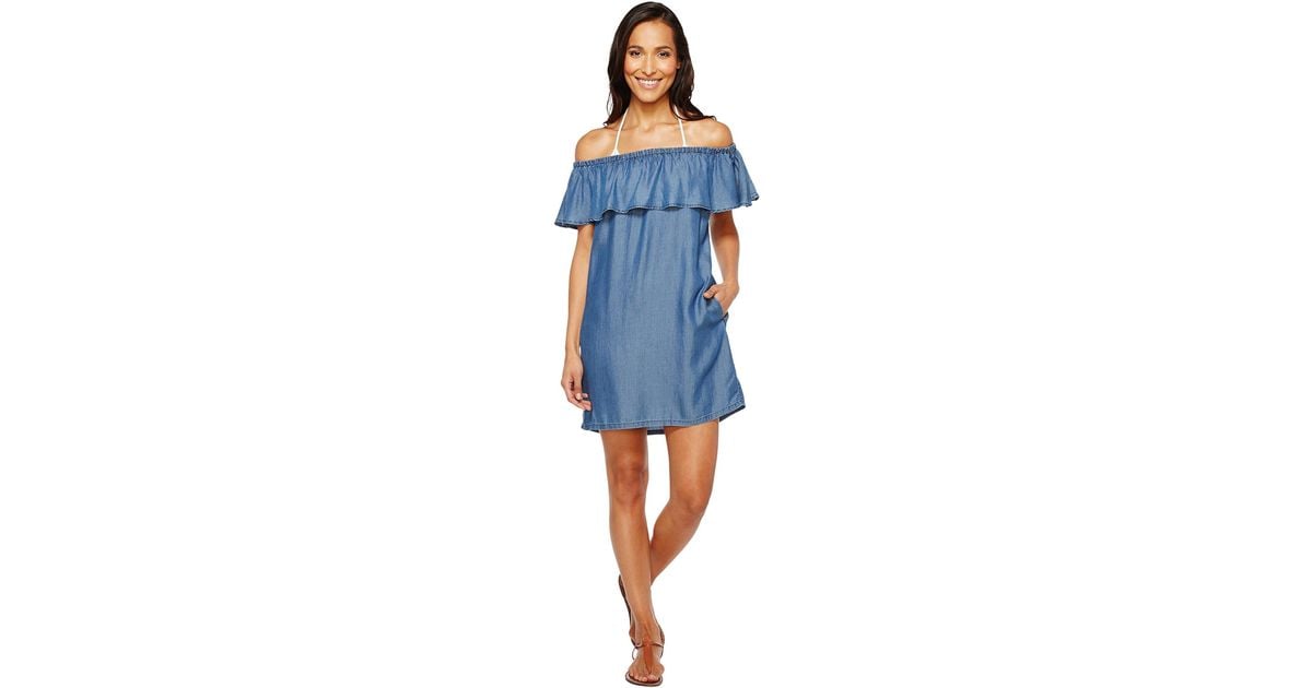 tommy bahama chambray off the shoulder dress