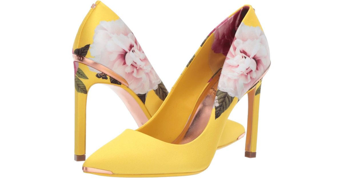 yellow floral pumps