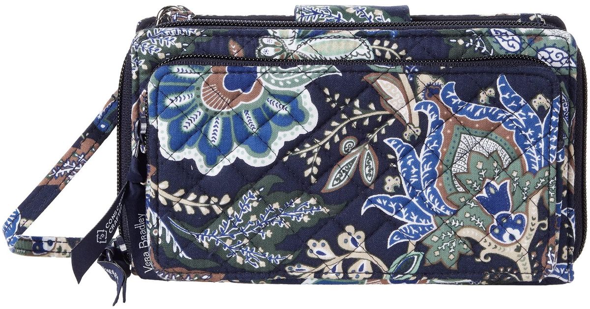 Vera Bradley Cotton Rfid Deluxe All Together Crossbody in Blue Lyst