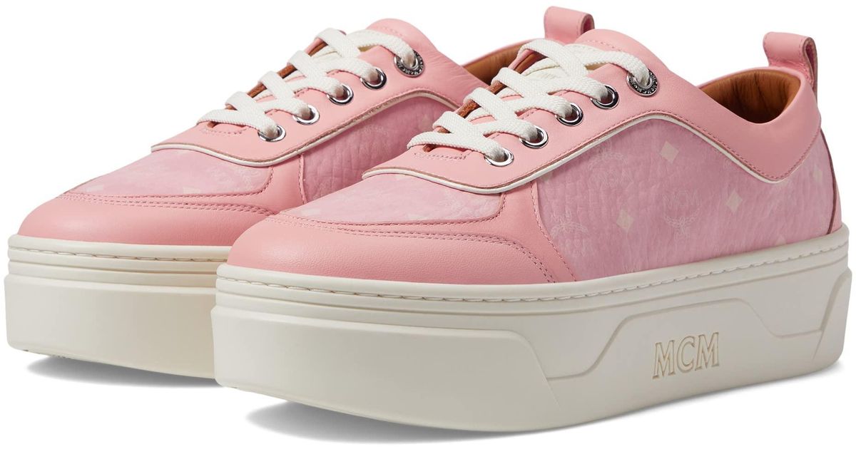 MCM Skyward Visetos Low Top Sneakers in Pink | Lyst