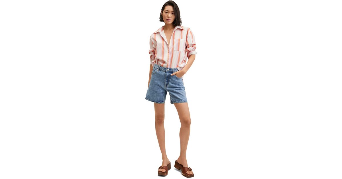 Mango Cotton Zaida Shorts in Blue | Lyst