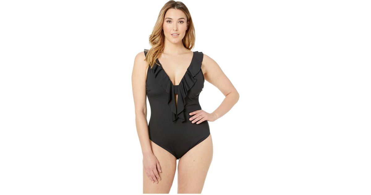 becca ruffle one piece