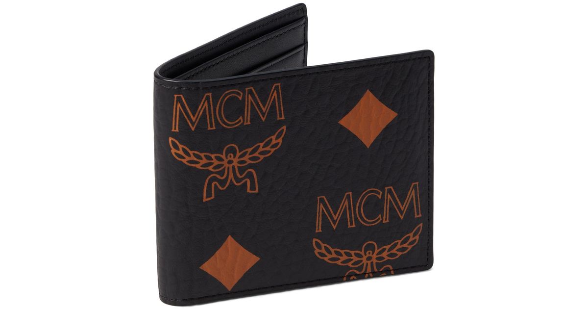 MCM Aren Maxi Monogrammed Vi Small Wallet Small in Black Lyst