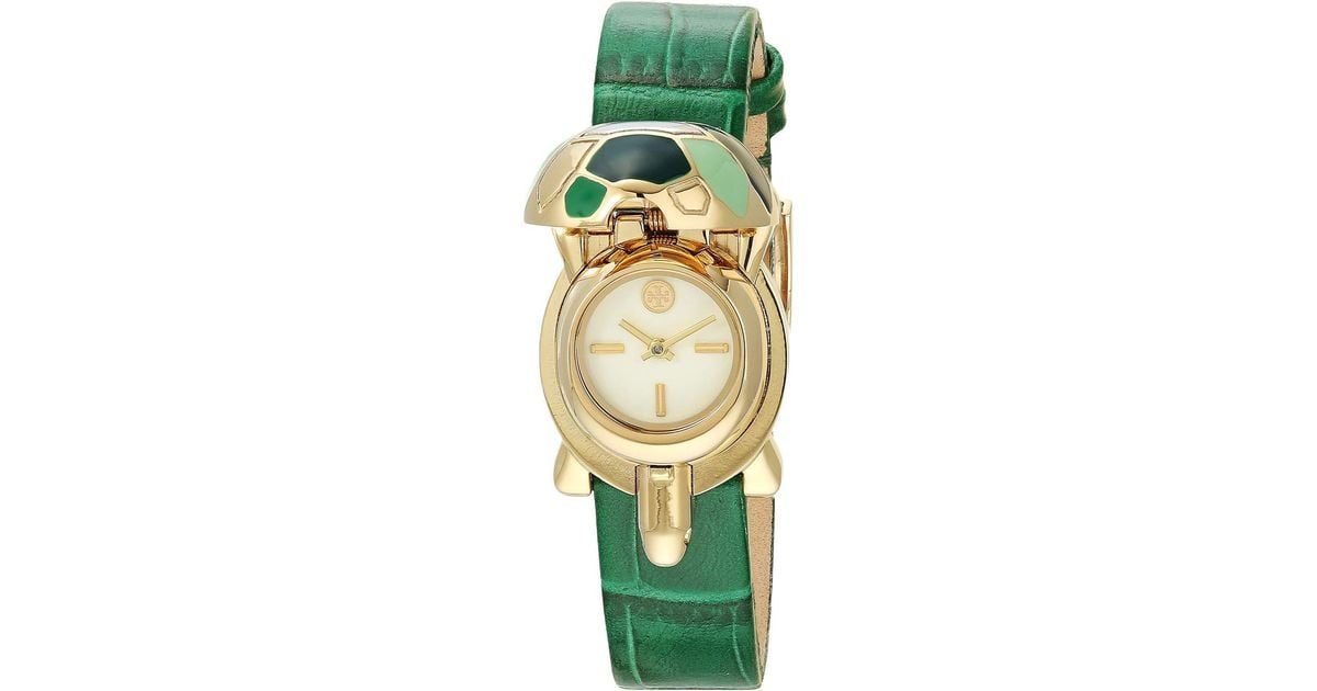 Tory Burch Turtle Croco Embossed Leather Watch in Green Lyst