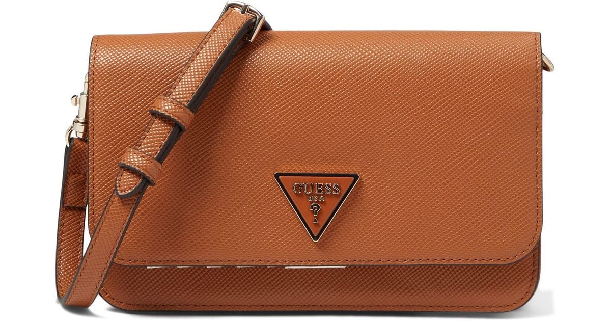 Guess Noelle Crossbody Flap Organizer in Brown Lyst