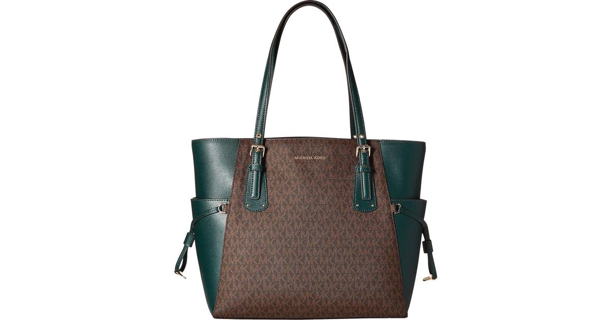 Michael Kors Multicolor Voyager East West Tote Brown Black Handbags