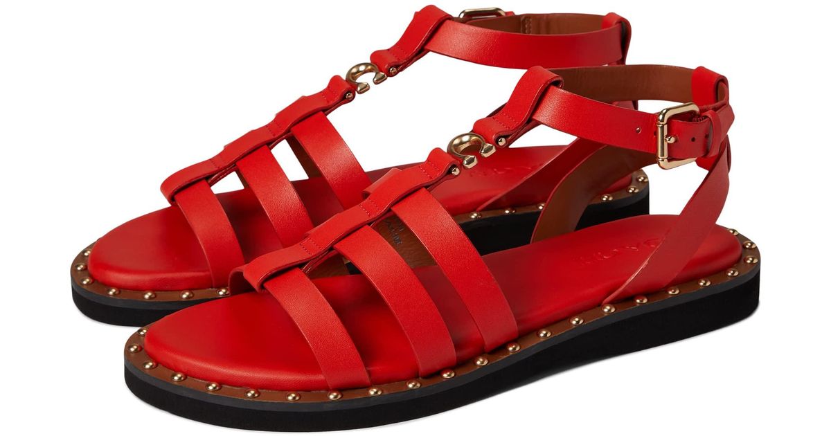 COACH Giselle Leather Sandal in Red Lyst