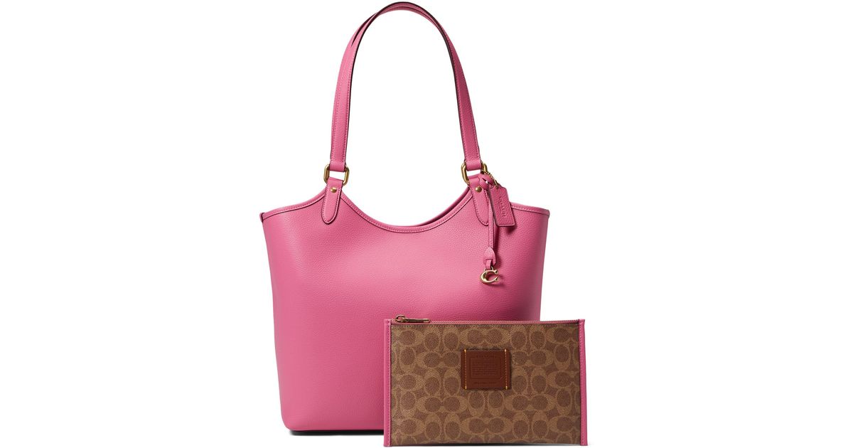 COACH Polished Pebble Leather Everyday Tote in Pink Lyst