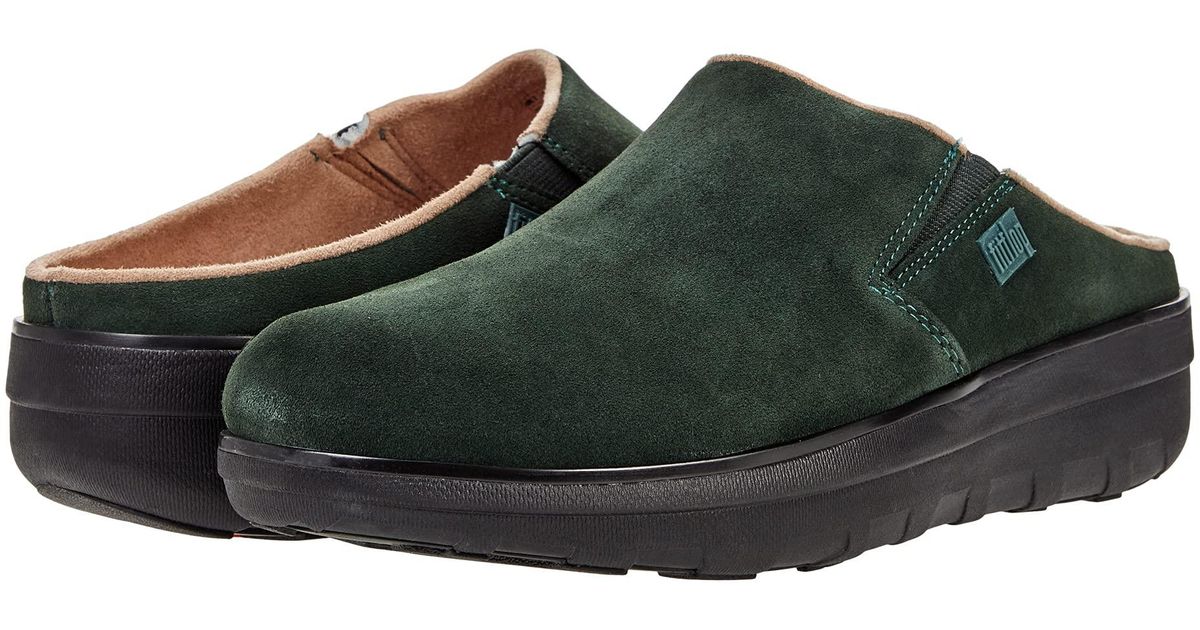 fitflop loaff suede clogs black