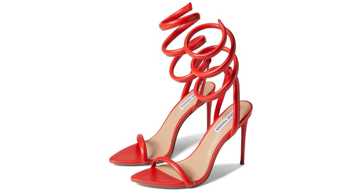 Steve Madden Synthetic Bali Heeled Sandal in Red | Lyst