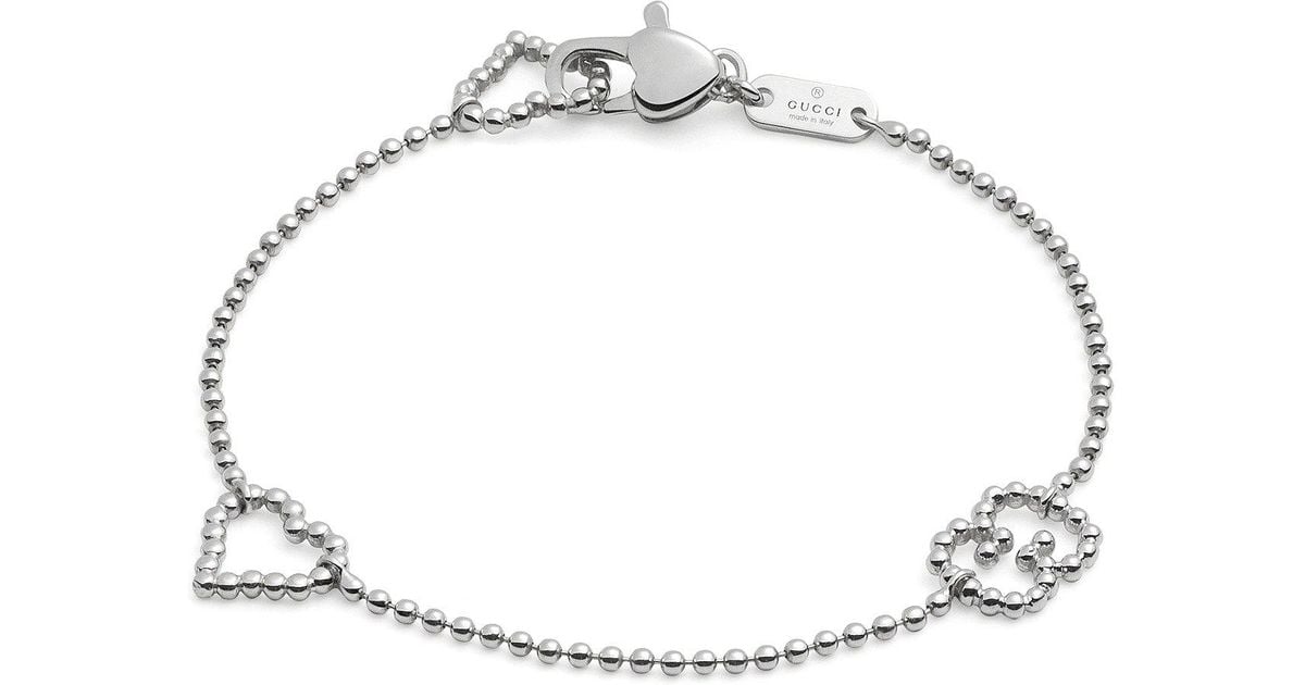 gucci ladies silver boule beaded bracelet