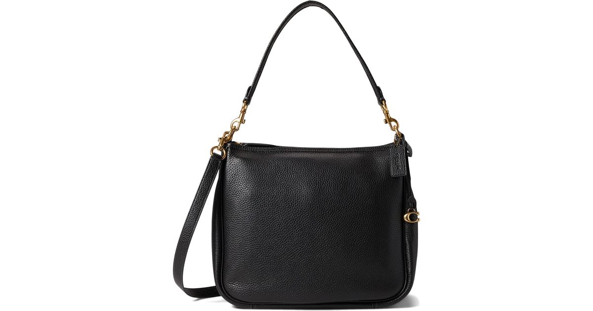 COACH Soft Pebble Leather Cary Shoulder Bag in Black | Lyst