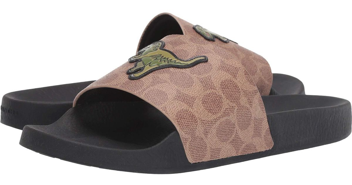 COACH Canvas Rexy Pool Slide Sandals for Men Lyst