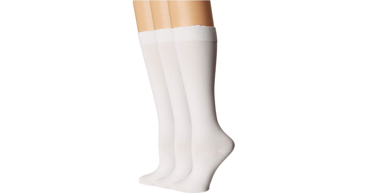 Hue Synthetic Graduated Compression Knee Socks 3pair Pack in White Lyst