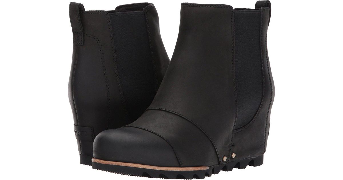 Sorel Leather Lea Wedge in Black | Lyst