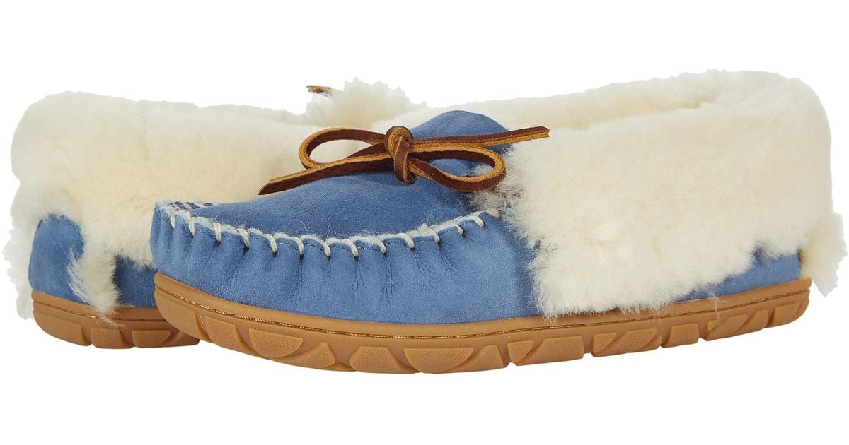 L.L. Bean Fur Wicked Good Moccasins in Blue Lyst