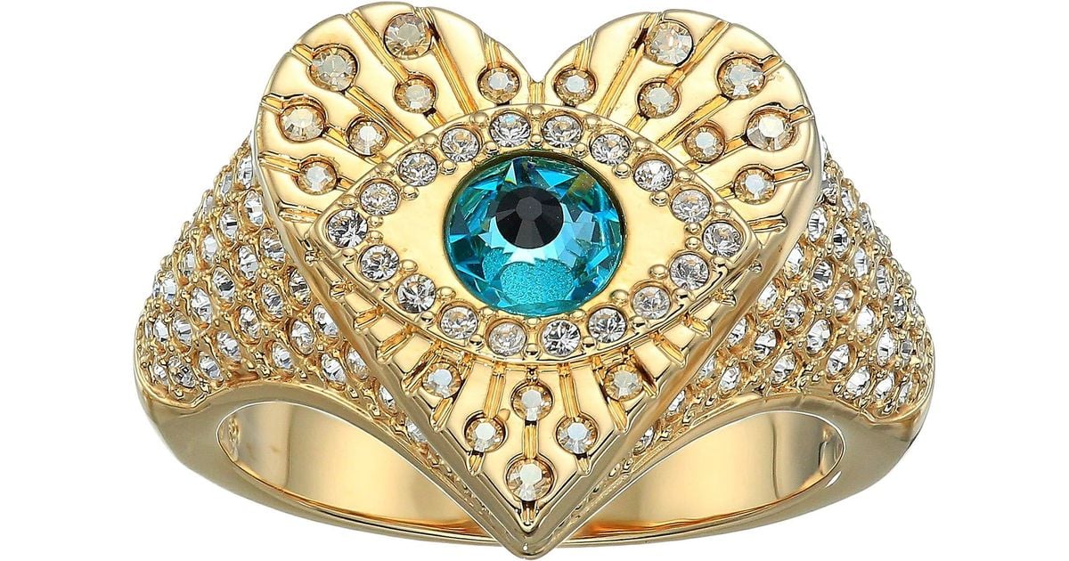 Swarovski Lucky Goddess Heart Motif Ring in Metallic | Lyst