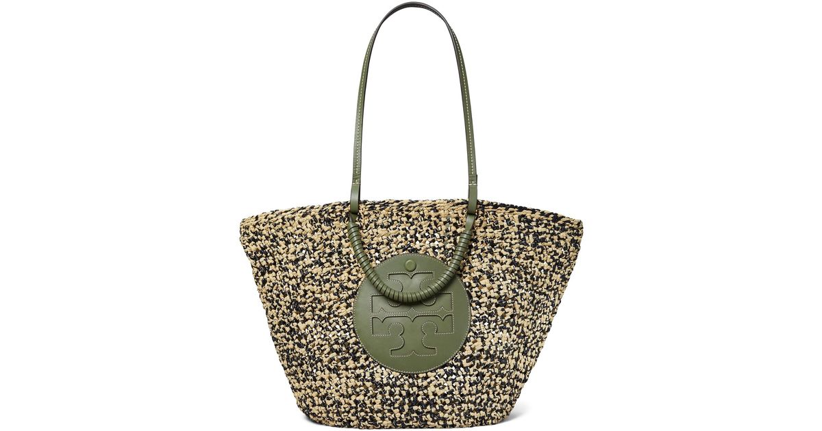 Tory Burch Ella Straw Box Weave Basket Tote in Metallic Lyst