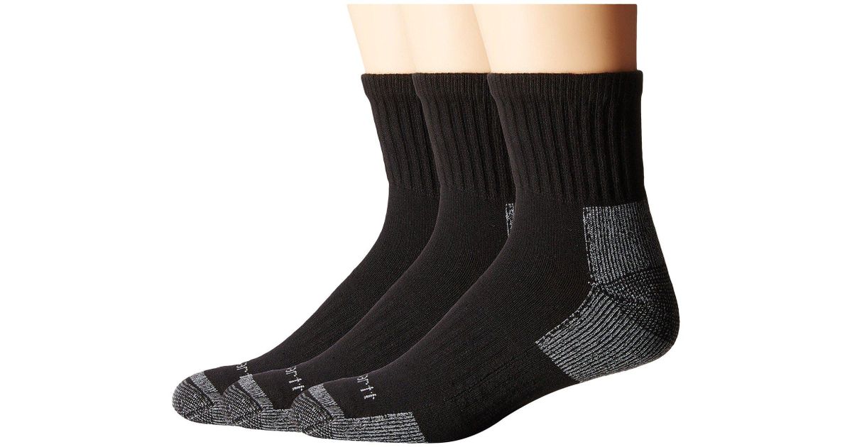 Carhartt Cotton 3 Pack Work Quarter Socks in Black for Men Lyst