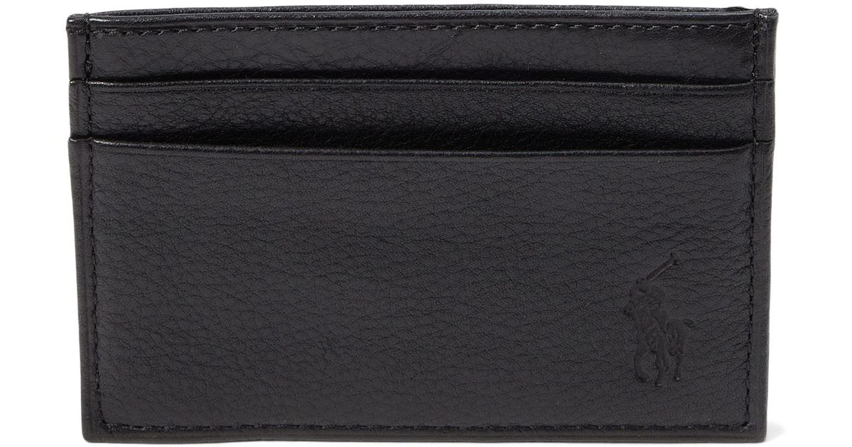 Polo Ralph Lauren Pebbled Card Case W/ Money Clip in Black for Men Lyst