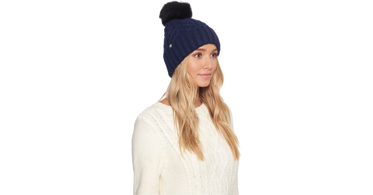 UGG Textured Cuff Hat With Fur Pom in 