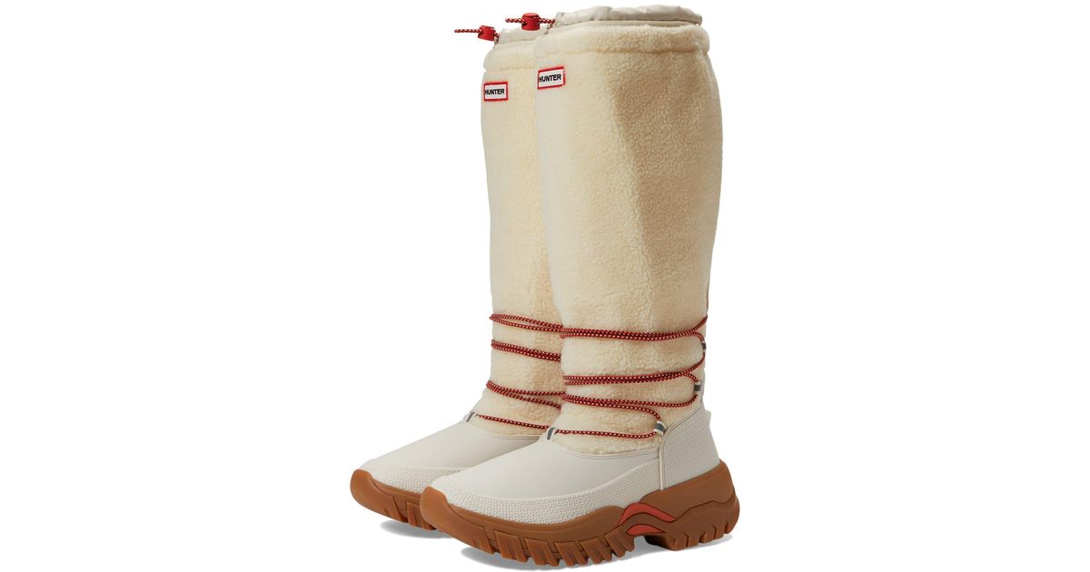 HUNTER Wanderer Tall Sherpa Snow Boot in Natural | Lyst