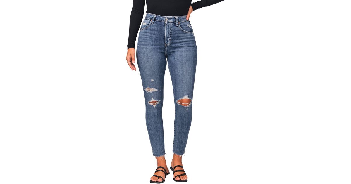 Abercrombie And Fitch Denim Curve Love High Rise Super Skinny Ankle Jeans In Blue Lyst