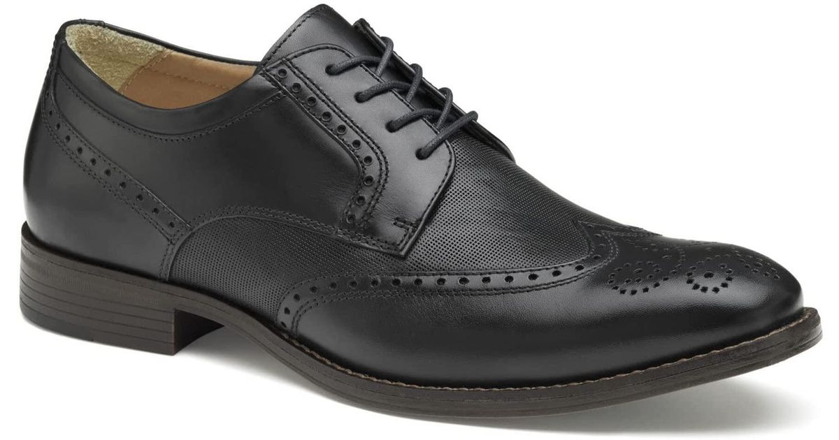 Johnston & Murphy Lewis Embossed Wing Tip in Black for Men | Lyst