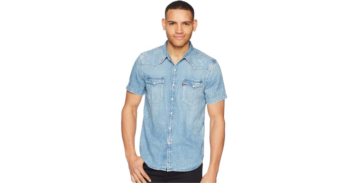 Levi's Premium Premium Barstow Western Short Sleeve Denim Shirt in Blue for  Men | Lyst