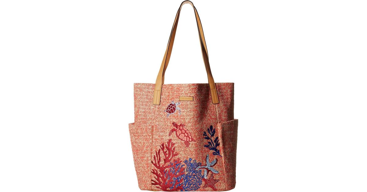 north south straw beach tote