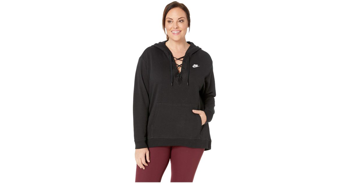 nike plus size lace up hoodie