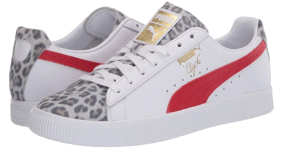 PUMA Leather Clyde Leopard in Pink - Lyst