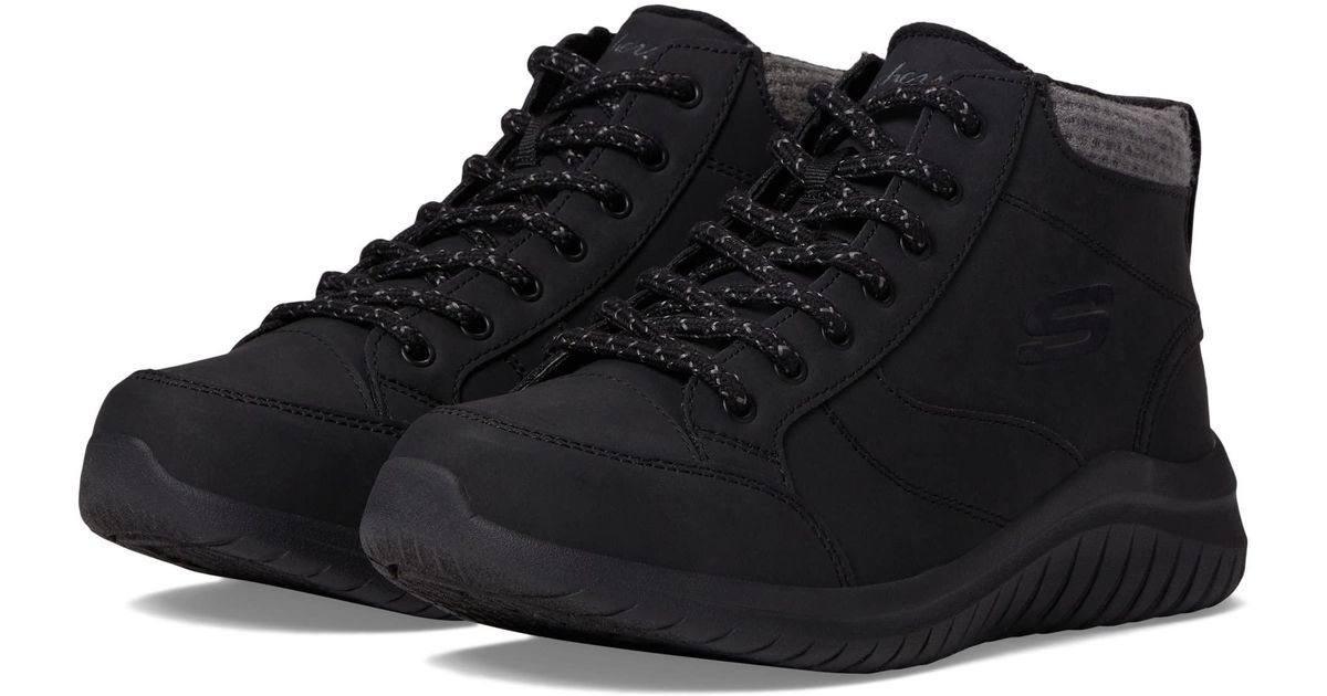Skechers Ultra Flex 2.0 Social Crew in Black Lyst