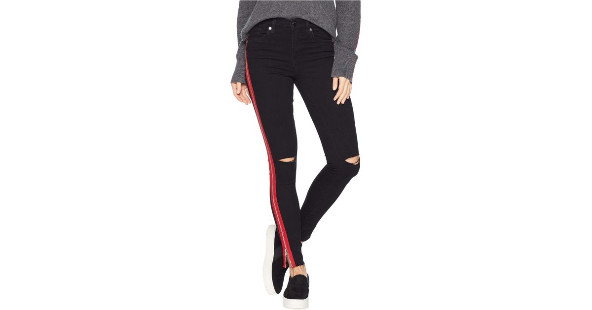 red zipper jeans