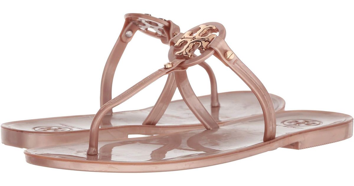 tory burch rose gold flip flops