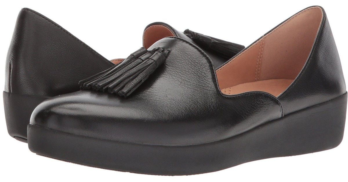 Fitflop Leather Tassel Superskate D'orsay Loafers in Black - Lyst
