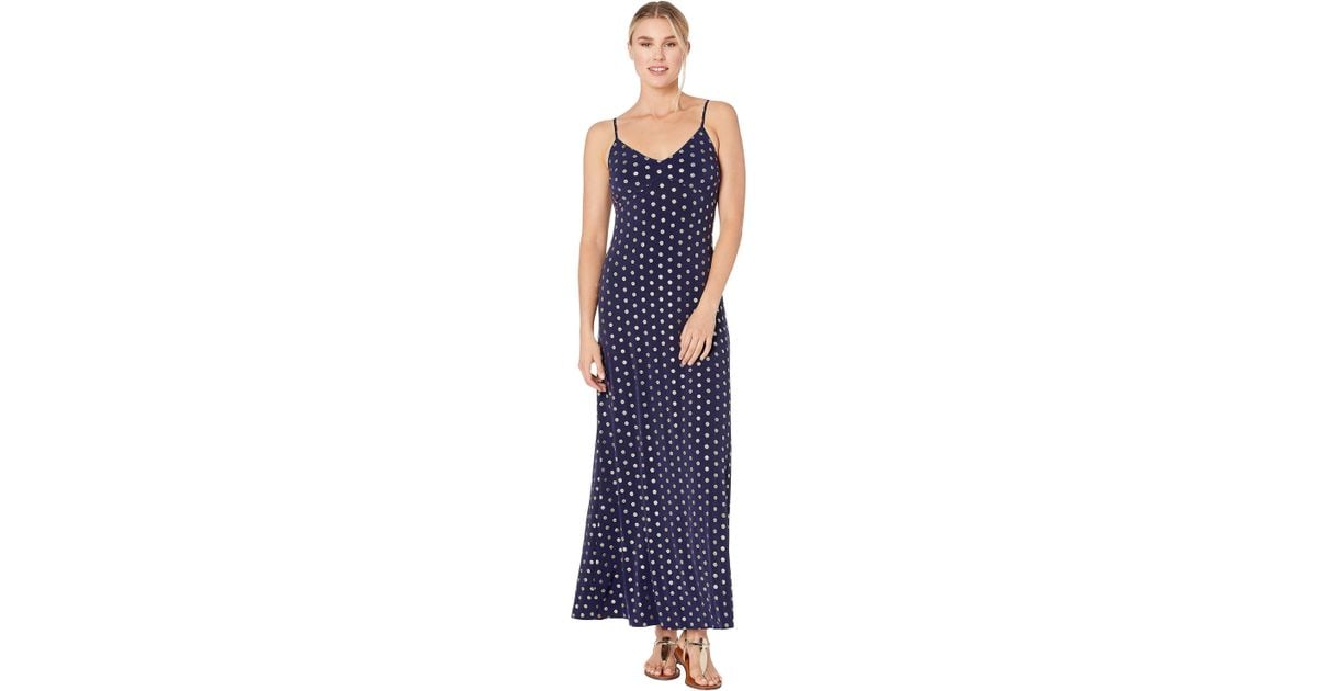 MICHAEL Michael Kors Mini Medal Foil Maxi Dress (true Navy/gold) Women's  Clothing in Blue | Lyst