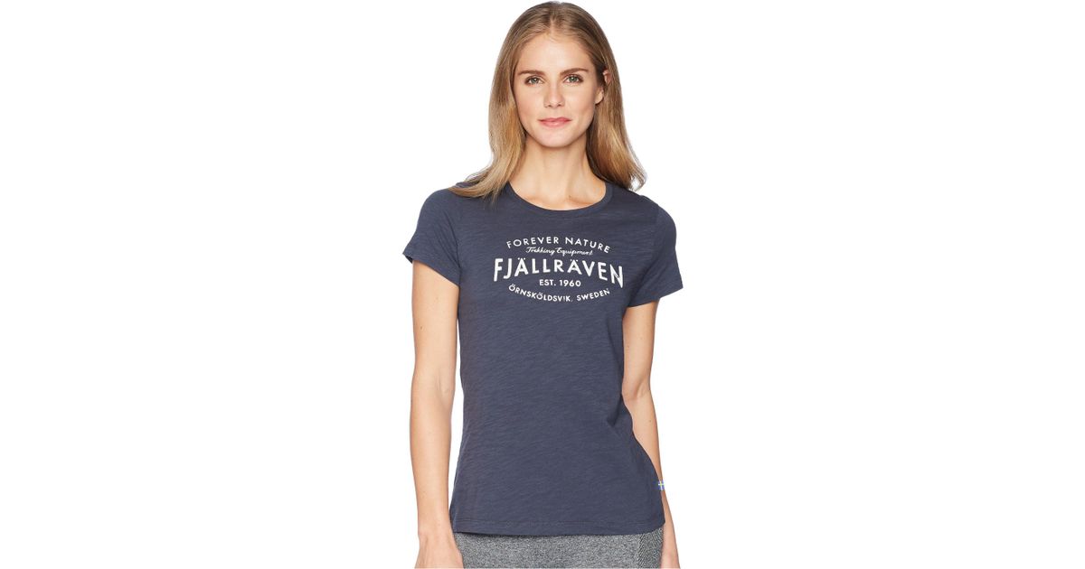 Fjallraven Cotton Est. 1960 T-shirt (navy) Women's T Shirt in Blue - Lyst