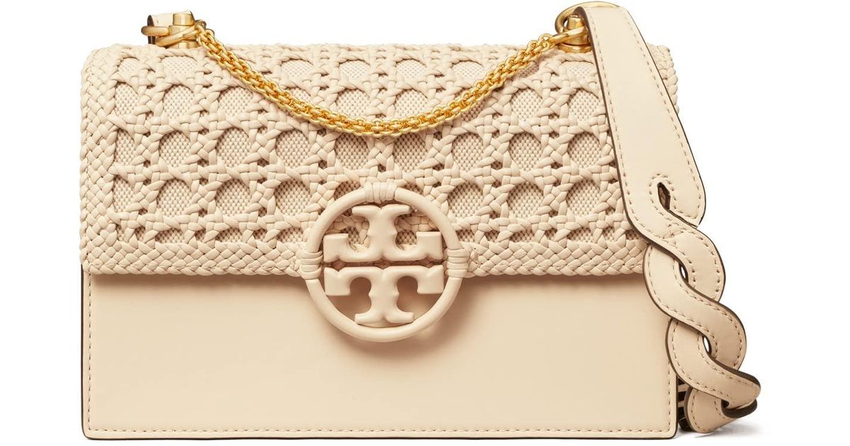 Tory Burch Miller Basket Weave Small Flap Shoulder Bag in White Lyst