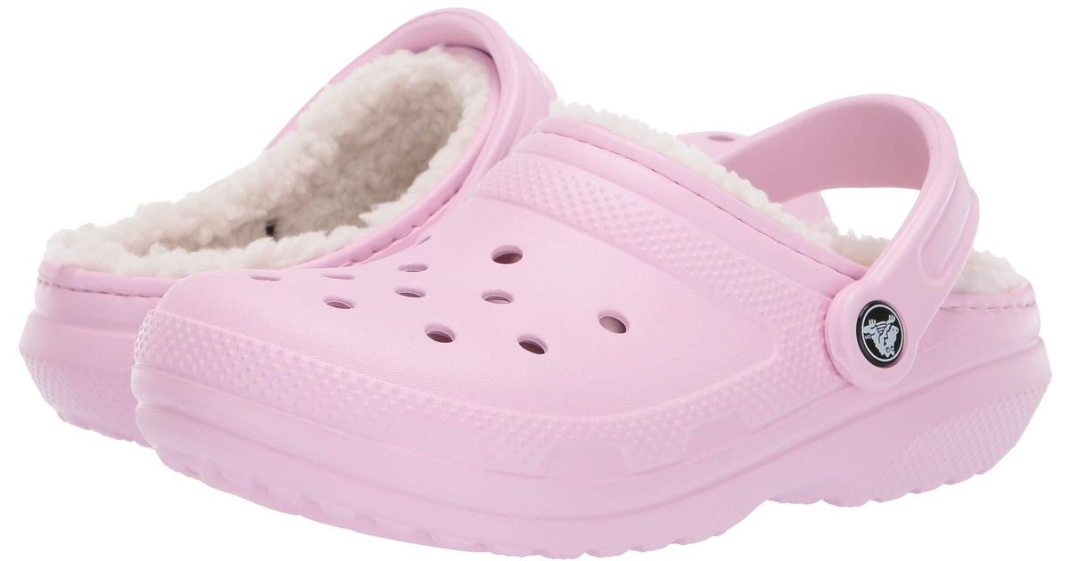 pink lined crocs