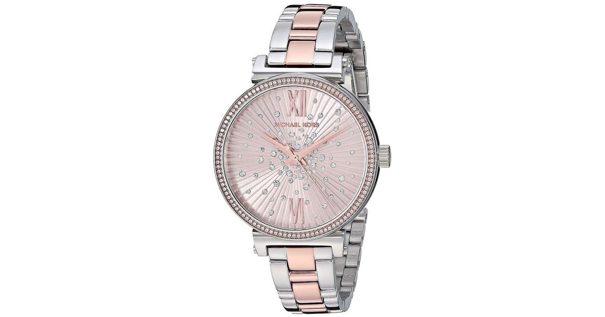 michael kors sofie pave two tone watch