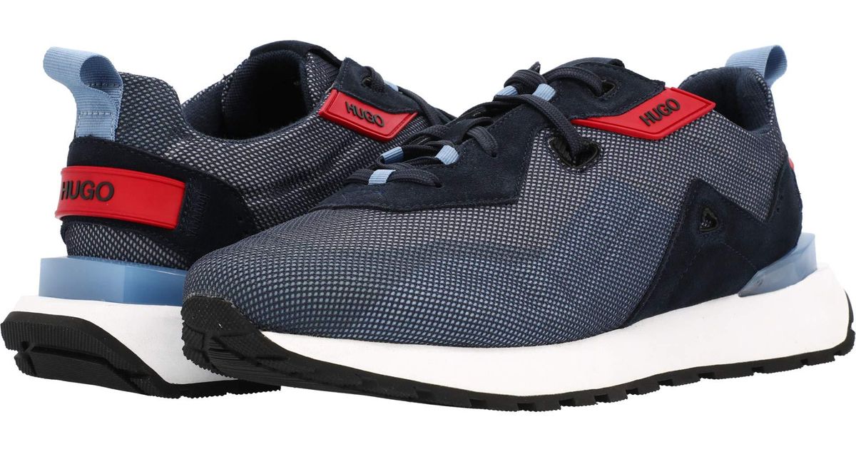 BOSS by HUGO BOSS Leather Cubite Running Sneakers in Blue for Men - Lyst