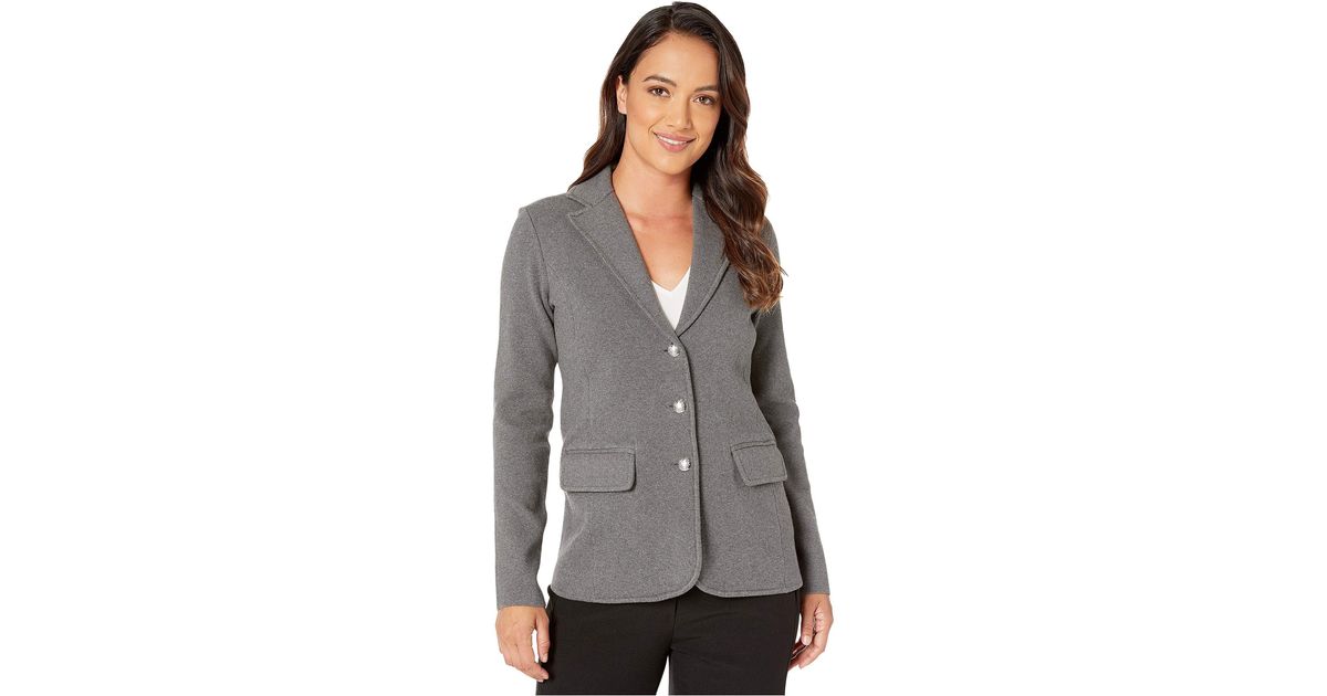 Lauren by Ralph Lauren Petite Sweater Knit Blazer in Gray | Lyst