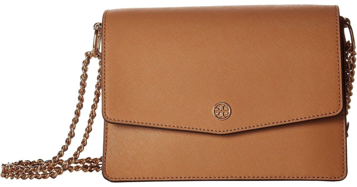 Tory Burch Robinson Convertible Shoulder Bag (bow Blue) Shoulder Handbags  in Brown