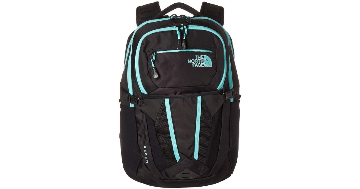 north face backpack black and mint