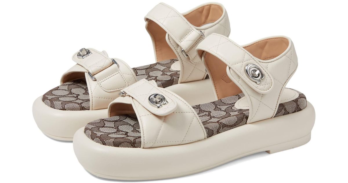 COACH Peyton Leather Sandal in Metallic Lyst